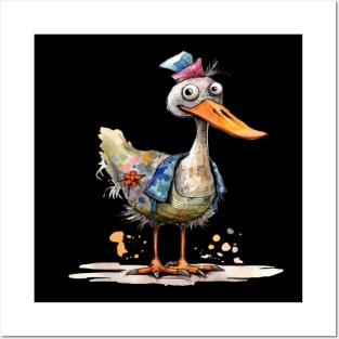 Whimsical Cute Happy Multicolored Duck Posters and Art